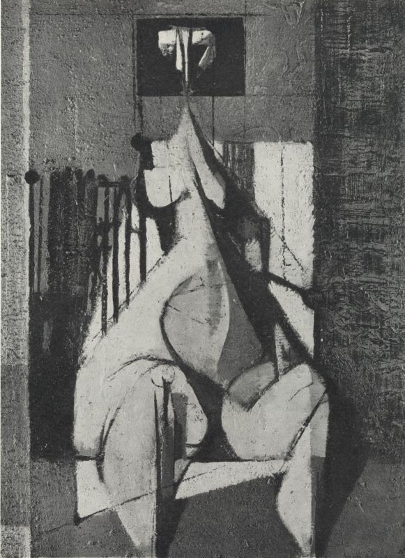 Sitzende Figur, 1955, 69x49, Acryl
