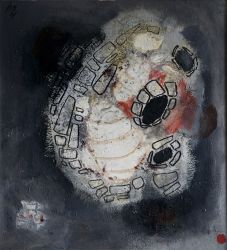 Abstraktion, 1967, 77x82cm, Kunstharz